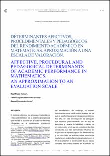 Portada Determinantes afectivos, procedimentales y pedagógicos del rendimiento académico en matemáticas. aproximación a una escala de valoración.