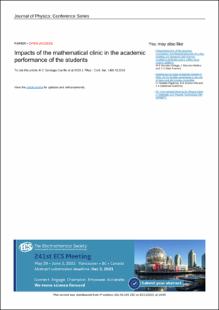 Portada Impacts of the mathematical clinic in the academic performance of the students