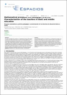 Portada Mathematical processes and pedagogic practice: Characterization of the teachers in basic and middle education