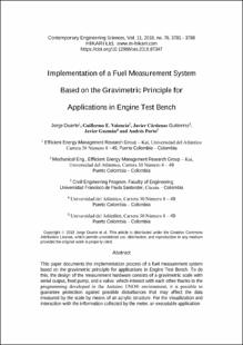 Portada Implementation of a fuel measurement system based on the gravimetric principle for applications in engine test bench