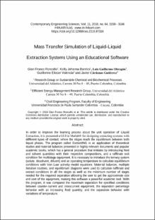 Portada Mass transfer simulation of liquid-liquid extraction systems using an educational software
