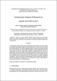 Portada Scientometric analysis of research on eSports from 2007 to 2017