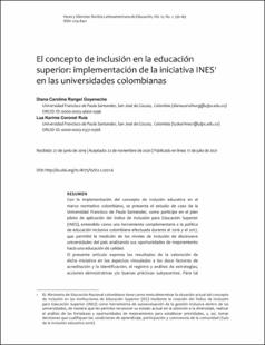 Portada El concepto de inclusión en la educación superior: implementación de la iniciativa INES en las universidades colombianas