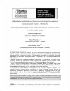 Portada Metodología participativa en la construcción de políticas públicas migratorias en la frontera colombiana