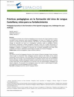 Portada Prácticas pedagógicas en la formación del área de Lengua Castellana; retos para su fortalecimiento