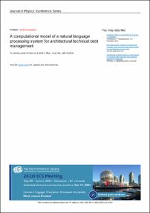 Portada A computational model of a natural language processing system for architectural technical debt management