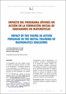 Portada Impacto del programa jóvenes en acción en la formación inicial de educadores en matemáticas