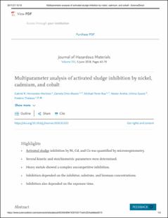 Portada Multiparameter analysis of activated sludge inhibition by nickel, cadmium, and cobalt