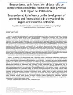 Portada Emprendemat, su influencia en el desarrollo de competencias económica-financieras en la juventud de la región del Catatumbo