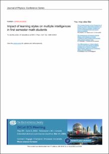 Portada Impact of learning styles on multiple intelligences in first semester math students