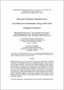 Portada Removal of Organic Pollutants from San Pablo Farm Wastewater Using a Pilot-Scale Biological Treatment