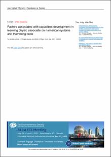 Portada Factors associated with capacities development in learning physic associate on numerical systems and Hamming code