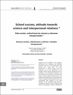 Portada School success, attitude towards science and interpersonal relations