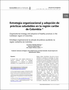 Portada Estrategia organizacional y adopción de prácticas saludables en la región caribe de Colombia