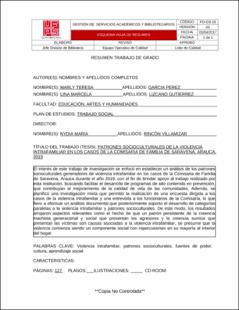 Portada Patrones socioculturales de la violencia intrafamiliar en los casos de la comisaría de familia de Saravena, Arauca, 2019.