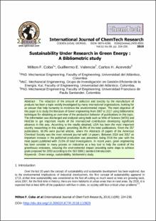 Portada Sustainability under research in green energy: A bibliometric study