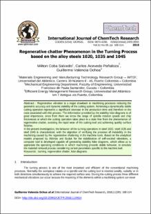 Portada Regenerative chatter Phenomenon in the Turning Process based on the alloy steels 1020, 1035 and 1045
