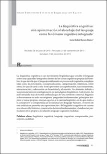 Portada La lingüística cognitiva: una aproximación al abordaje del lenguaje como fenómeno cognitivo integrado