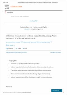 Portada Cytotoxic evaluation of sodium hypochlorite, using Pisum sativum L as effective bioindicator