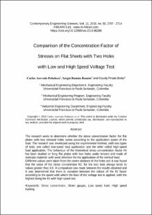Portada Comparison of the Concentration Factor of Stresses on Flat Sheets with Two Holes with Low and High Speed Voltage Test