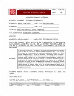 Portada Apoyo en la elaboración del informe de cumplimiento ambiental (ica 12) de la empresa termotasajero s.a. e.s.p. en el municipio de San Cayetano, departamento de Norte de Santander