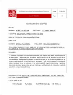 Portada Análisis de la identidad corporativa de la Universidad Francisco de Paula Santander. (Archivo Electrónico)