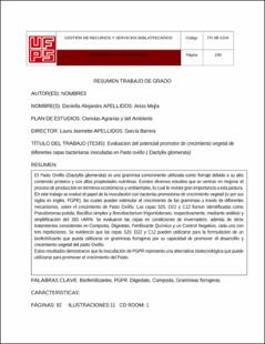 Portada Evaluación del potencial promotor de crecimiento vegetal de diferentes cepas bacterianas inoculadas en pasto ovillo (dactylis glomerata)