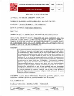 Portada Inclusión de los criterios del SGA(Sistema Globalmente Armonizado) en las estrategias para el manejo de sustancias químicas de Centrales Electricas de Norte de Santander CENS S.A E.S.P Grupo EPM, de acuerdo con lo establecido en el decreto 1496 de 2018