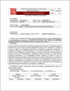 Portada Actualización del plan de emergencia y contingencia según el decreto 2157 del 2017 para la empresa ingenelectrica s.a.s ubicada en la ciudad de Cúcuta