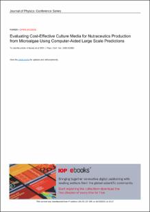 Portada Evaluating Cost-Effective Culture Media for Nutraceutics Production from Microalgae Using Computer-Aided Large Scale Predictions