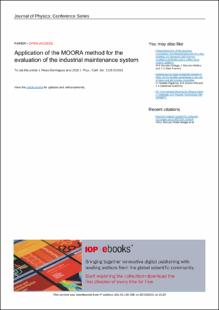 Portada Application of the MOORA method for the evaluation of the industrial maintenance system
