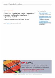 Portada Evolution of the algebraic error in the evaluation processes mathematics and physics in engineering students