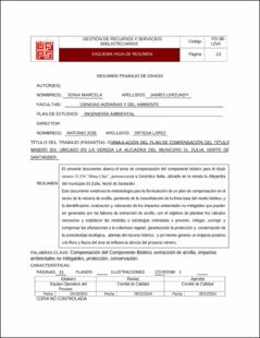 Portada Formulación del plan de compensación del componente biótico del título minero n.354, ubicado en la vereda la Alejandra del municipio el Zulia, norte de Santander