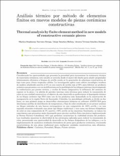 Portada Análisis térmico por método de elementos finitos en nuevos modelos de piezas cerámicas constructivas