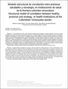Portada Modelo estructural de correlación entre prácticas saludables y estrategia, en instituciones de salud de la frontera colombo-venezolana