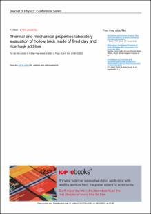 Portada Thermal and mechanical properties laboratory evaluation of hollow brick made of fired clay and rice husk additive
