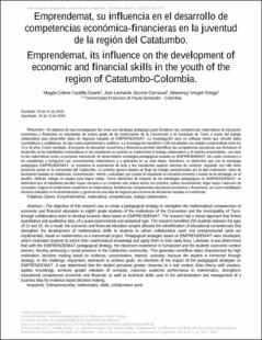 Portada Emprendemat, su influencia en el desarrollo de competencias económica-financieras en la juventud de la región del Catatumbo.