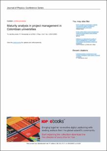 Portada Maturity analysis in project management in Colombian universities