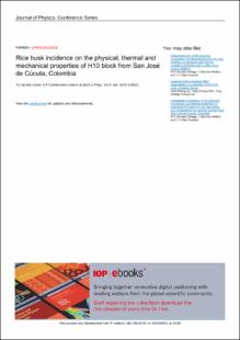 Portada Rice husk incidence on the physical, thermal and mechanical properties of H10 block from San José de Cúcuta, Colombia