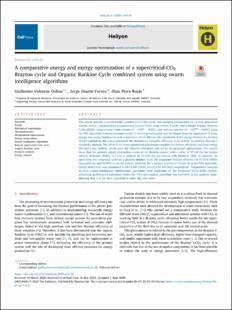 Portada A comparative energy and exergy optimization of a supercritical-CO2 Brayton cycle and Organic Rankine Cycle combined system using swarm intelligence algorithms