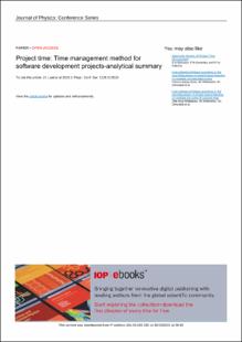 Portada Project time: Time management method for software development projects-analytical summary