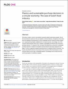 Portada Plastics and sustainable purchase decisions in a circular economy: The case of Dutch food industry