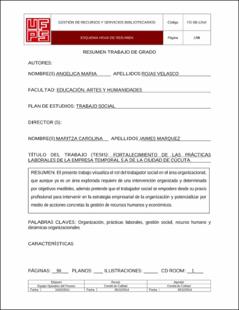 Portada Fortalecimiento de las prácticas laborales de la empresa temporal s.a de la ciudad de Cúcuta (Archivo Electrónico)
