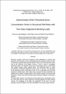 Portada Determination of the theoretical stress concentration factor in structural flat plates with two holes subjected to bending loads