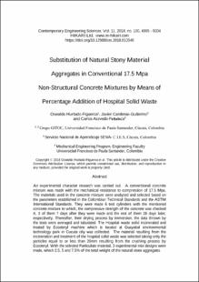 Portada Substitution of natural stony material aggregates in conventional 17.5 mpa non-structural concrete mixtures by means of percentage addition of hospital solid waste