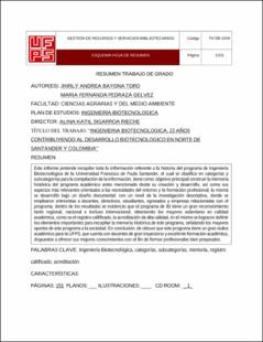 Portada Ingeniería biotecnológica, 23 años contribuyendo al desarrollo botecnológico en Nortede Santander y Colombia