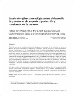 Portada Patent development in the peach production and transformation field: a technological monitoring study