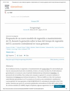 Portada Proposal of a new model for CL regression or maintenance during pregnancy on the basis of timing of regression of contralateral, accessory CL in pregnant cows