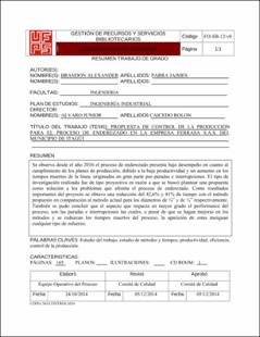 Portada Propuesta de control de la producción para el proceso de enderezado en la empresa ferrasa s.a.s. del municipio de Itagüí.