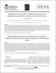 Portada Optimization of the auxiliary ventilation system, based on experiments executed on a ventilation test bench for mines